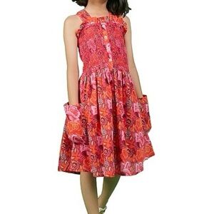 Ro’s Garden Vibrant Floral Kids Dress in Red and Pink